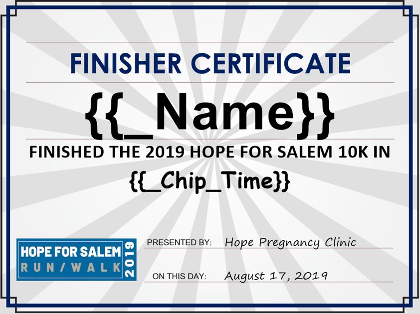 Finisher Certificate